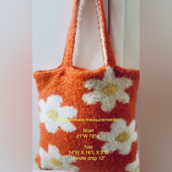 $69 Free People NWT Lined Tote Bag Matching Scarf Colorful Flower Beautiful Gift - Picture 3 of 14